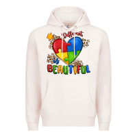 Pale Pink different is beautiful autism Premium Hoodie - MaliasSmallBusiness