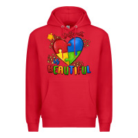 Red different is beautiful autism Premium Hoodie - MaliasSmallBusiness