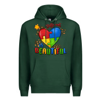 Sports Green different is beautiful autism Premium Hoodie - MaliasSmallBusiness