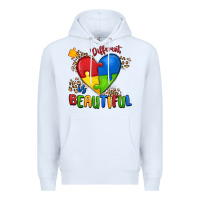 White different is beautiful autism Premium Hoodie - MaliasSmallBusiness