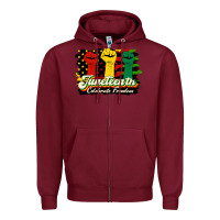 Burgundy juneteenth celebrate freedom Zipper Hoodie - HRA Design Shop