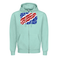 Seafoam Patriotic tie dye background 4th of july Zipper Hoodie - CowGirlArtShop