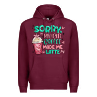 Burgundy sorry my iced coffee made me latte Premium Hoodie - MaliasSmallBusiness