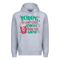 Heather Grey sorry my iced coffee made me latte Premium Hoodie - MaliasSmallBusiness