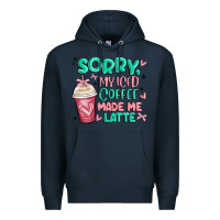 Navy sorry my iced coffee made me latte Premium Hoodie - MaliasSmallBusiness