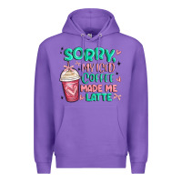Purple sorry my iced coffee made me latte Premium Hoodie - MaliasSmallBusiness