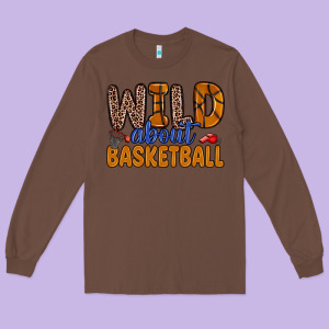 Wild About Basketball Long Sleeve Tee Designed By Zillion Design Studio