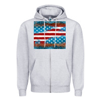 Heather Grey Leopard glitter American flag tumbler Zipper Hoodie - Neo Western