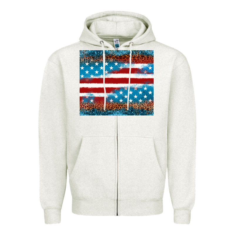 Leopard Glitter American Flag Tumbler Zipper Hoodie by Neo Western | Teevron