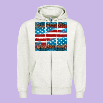 Leopard Glitter American Flag Tumbler Zipper Hoodie Designed By Neo Western