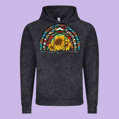 Western Sunflowers Aztec Leopard Serape  Rainbows Vintage Hoodie Designed By Adodesignshop