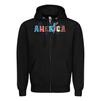 Black Lightning bolt with America Zipper Hoodie - Neo Western