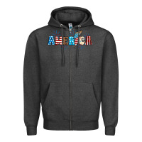 Charcoal Heather Lightning bolt with America Zipper Hoodie - Neo Western