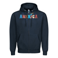 Navy Lightning bolt with America Zipper Hoodie - Neo Western