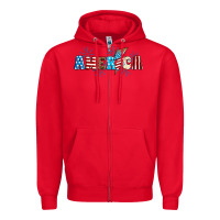Red Lightning bolt with America Zipper Hoodie - Neo Western