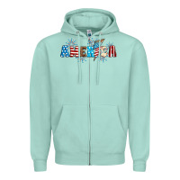 Seafoam Lightning bolt with America Zipper Hoodie - Neo Western