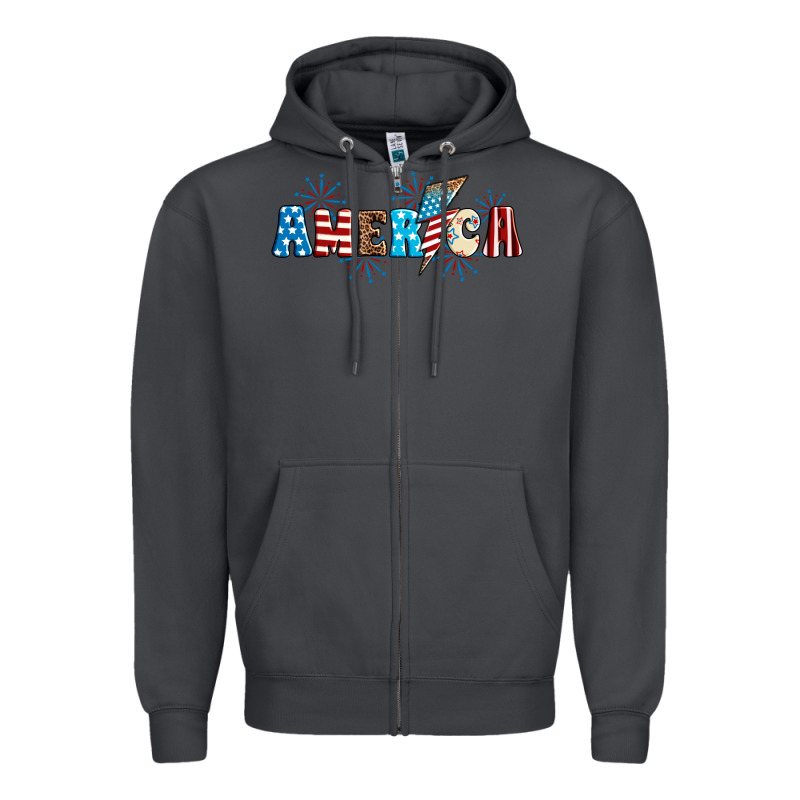 Lightning Bolt With America Zipper Hoodie by Neo Western | Teevron
