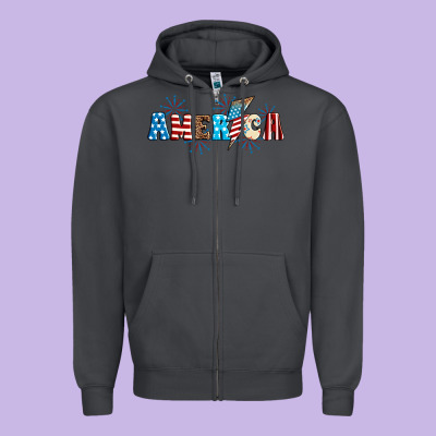 Lightning Bolt With America Zipper Hoodie Designed By Neo Western