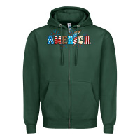 Sports Green Lightning bolt with America Zipper Hoodie - Neo Western