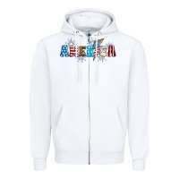 White Lightning bolt with America Zipper Hoodie - Neo Western