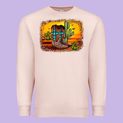 Cross Sunset Backgraund Premium Sweatshirt Designed By Jahusdesignshop