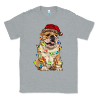 Heather Grey christmas bulldog Classic Tee - RanaPortraitStore