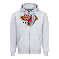 Heather Grey summer vibes Zipper Hoodie - SublimationCraftShop