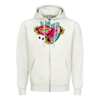 Oatmeal Heather summer vibes Zipper Hoodie - SublimationCraftShop