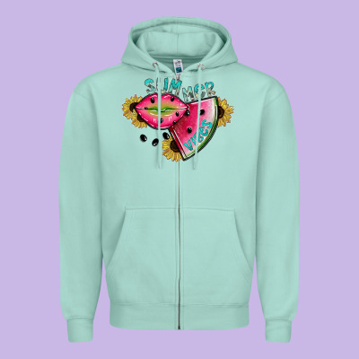 Summer Vibes Zipper Hoodie Designed By Sublimationcraftshop