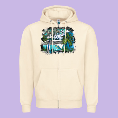 Summer Vibes Zipper Hoodie Designed By Sublimationcraftshop