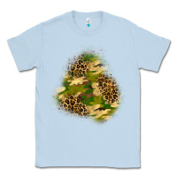Dusty Blue camouflage and leopard patch  3 Classic Tee - BundleAndBundleShop