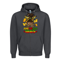Smoke juneteenth 1865 afro bun Zipper Hoodie - HRA Design Shop