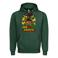 Sports Green juneteenth 1865 afro bun Zipper Hoodie - HRA Design Shop