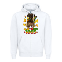 White juneteenth 1865 afro bun Zipper Hoodie - HRA Design Shop