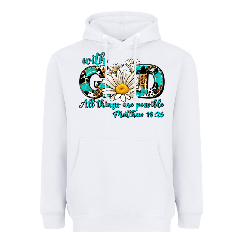 With God All Things Are Possible Daisy Heavyweight Hoodie by AdoDesignShop | Teevron