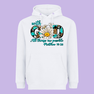 With God All Things Are Possible Daisy Heavyweight Hoodie Designed By Adodesignshop