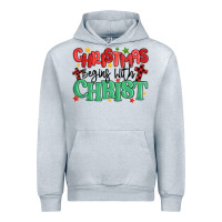 Heather Grey christmas begins with christ Urban Hoodie - MaliasSmallBusiness