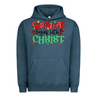Pigment Midnight Navy christmas begins with christ Urban Hoodie - MaliasSmallBusiness