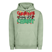 Pigment Oil Green christmas begins with christ Urban Hoodie - MaliasSmallBusiness