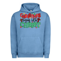 Pigment Pebble Blue christmas begins with christ Urban Hoodie - MaliasSmallBusiness
