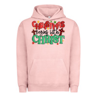 Pigment Salmon christmas begins with christ Urban Hoodie - MaliasSmallBusiness