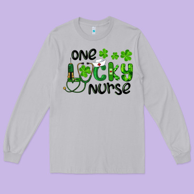 St. Patrick's Day One Lucky Nurse Long Sleeve Tee Designed By Ranaportraitstore