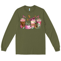 Army Green boss lady coffee cups Long Sleeve Tee - AdoDesignShop