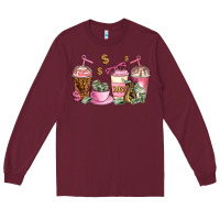 Burgundy boss lady coffee cups Long Sleeve Tee - AdoDesignShop