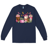 Navy boss lady coffee cups Long Sleeve Tee - AdoDesignShop