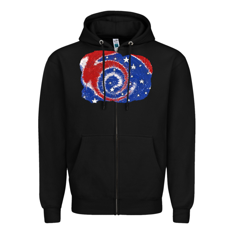 Patriotic Tie Dye Background 4th Of July Zipper Hoodie by CowGirlArtShop | Teevron