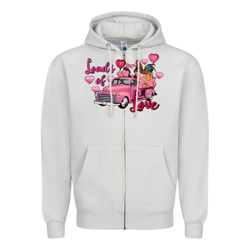 Loads Of Love Valentine's Day Farm Truck Zipper Hoodie by FaDigitalArtStudio | Teevron