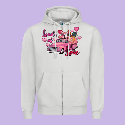 Loads Of Love Valentine's Day Farm Truck Zipper Hoodie Designed By Fadigitalartstudio