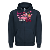 Navy loads of love valentine's day farm truck Zipper Hoodie - FaDigitalArtStudio