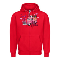Red loads of love valentine's day farm truck Zipper Hoodie - FaDigitalArtStudio